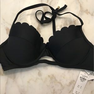 NWT A&F Black Scalloped Bikini Top